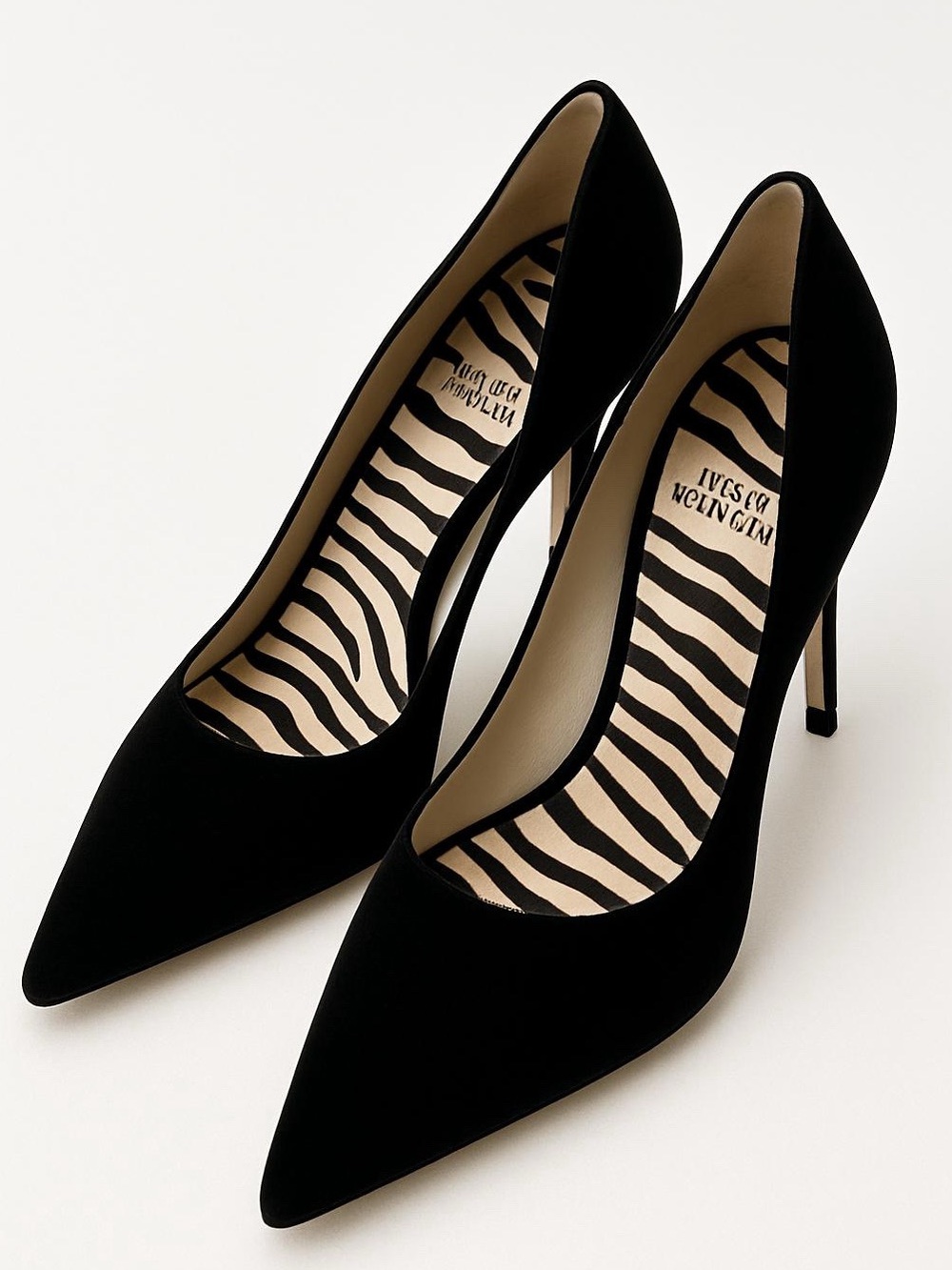 Stuart Weitzman Black Pointed Toe Pumps Velvet Size 9